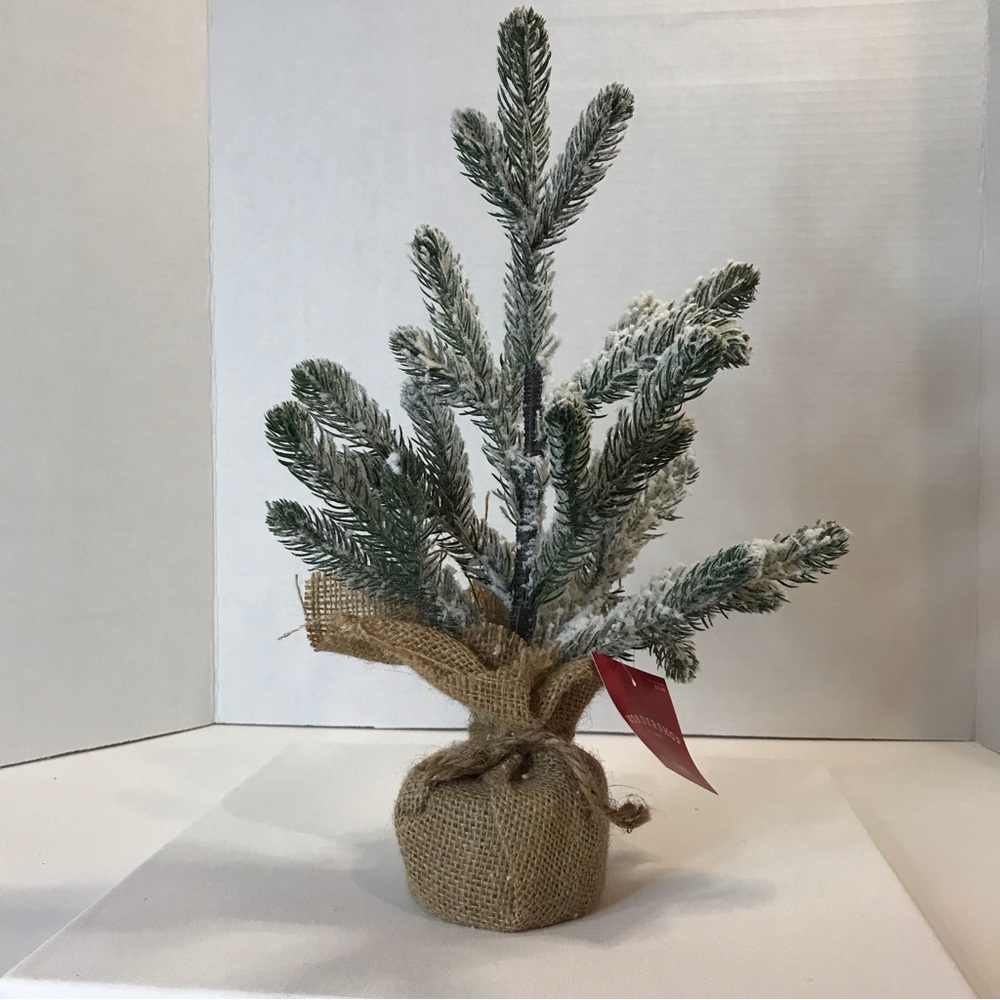 Icy Frosted Pine Tree in Burlap Base